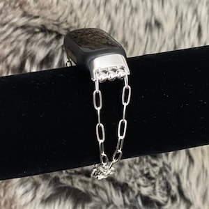 Luxury Sterling Silver Fitbit Inspire 3 Band Women Paperclip Chain Fitbit Inspire 3 Strap Dainty Style Fitbit Inspire 3 Jewelry Bracelet