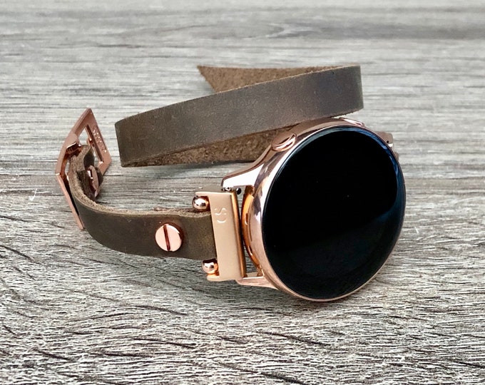 Samsung Galaxy Watch Band Vintage Brown Leather Galaxy Watch 42mm Band Samsung Galaxy Watch Active 40mm Rose Gold & Leather Strap Bracelet