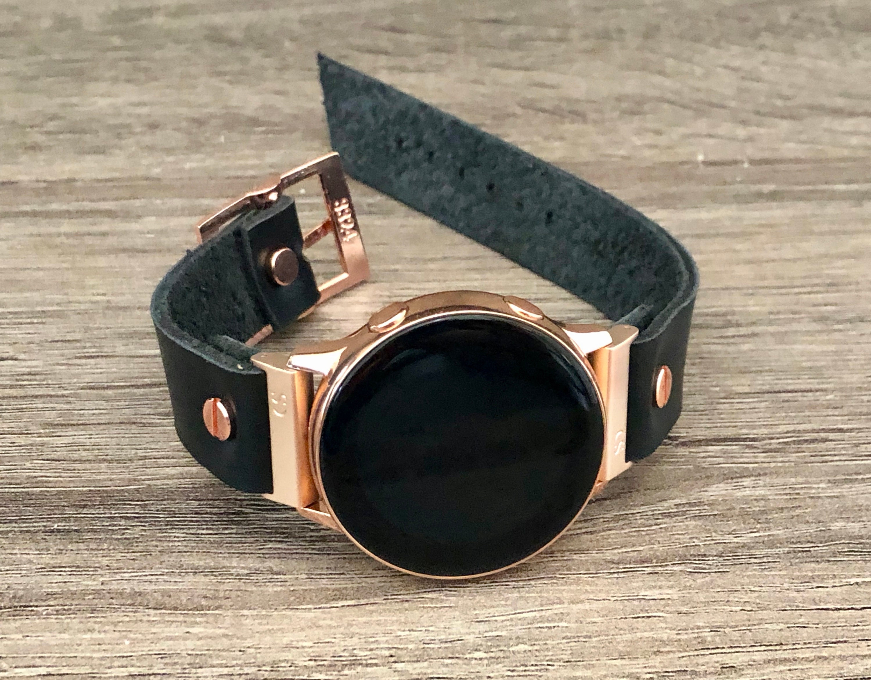 Black Leather Rose Gold Samsung Galaxy  animate Band, Rose  