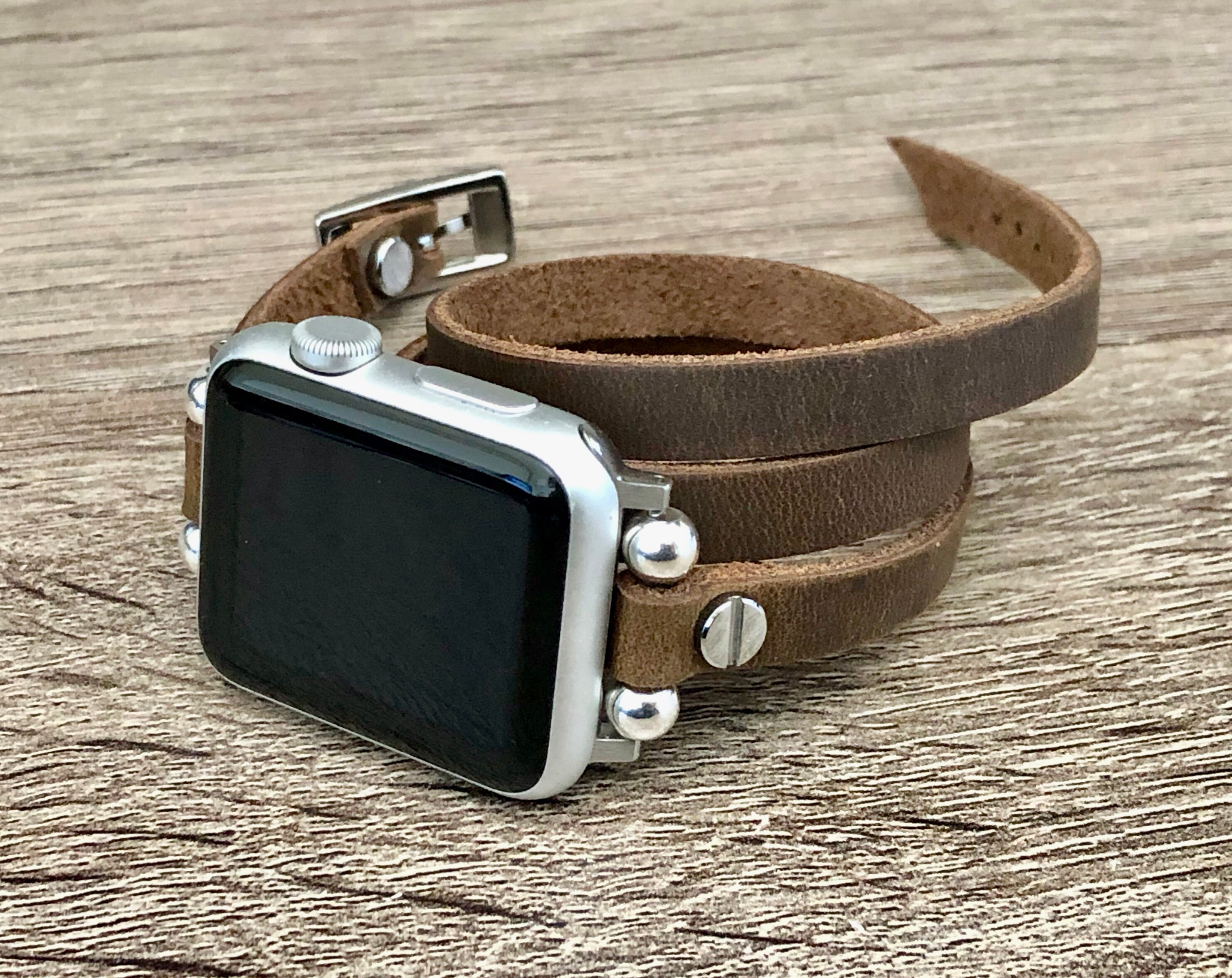 Rustic Brown Leather Apple Watch Band 38mm 40mm 41mm 42mm 44mm 45mm