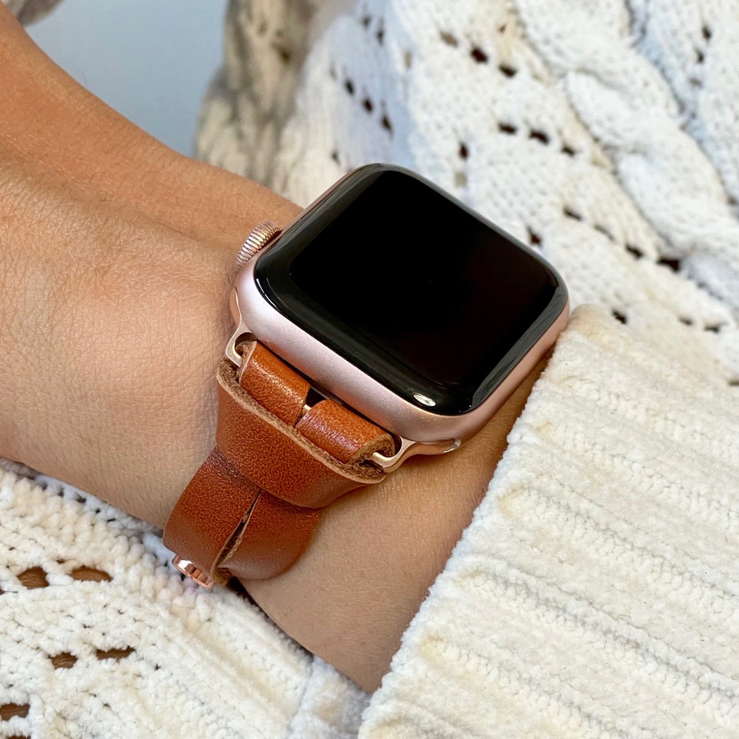 Apple Watch Band Brown Leather Stars Pattern Strap Women Gold Watch  Bracelet 38mm 40mm 41mm 42mm 44mm 45mm 49mm Ultra