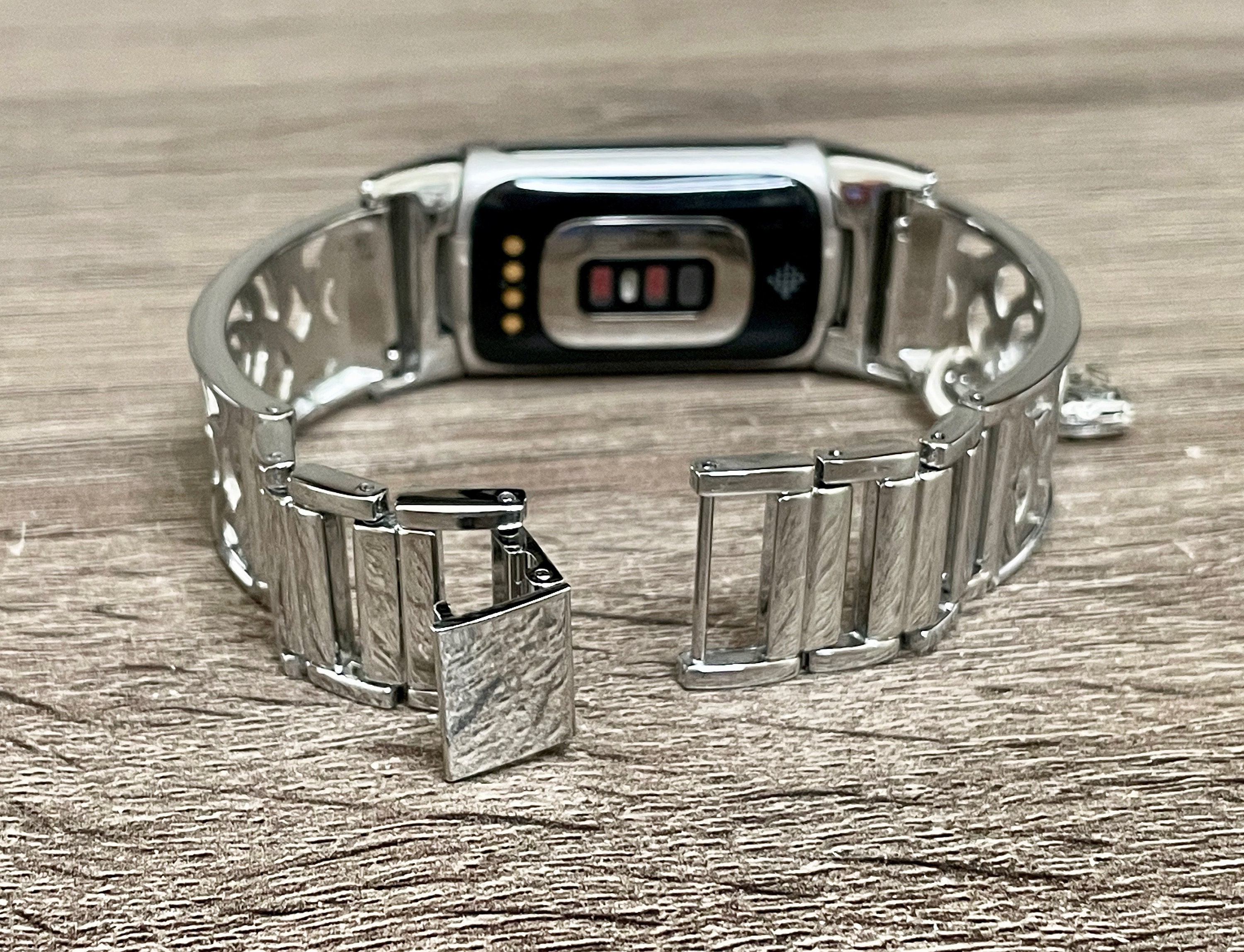 Silver Metal Fitbit Charge 5 Band Women Style, Fitbit Charge 5 Links