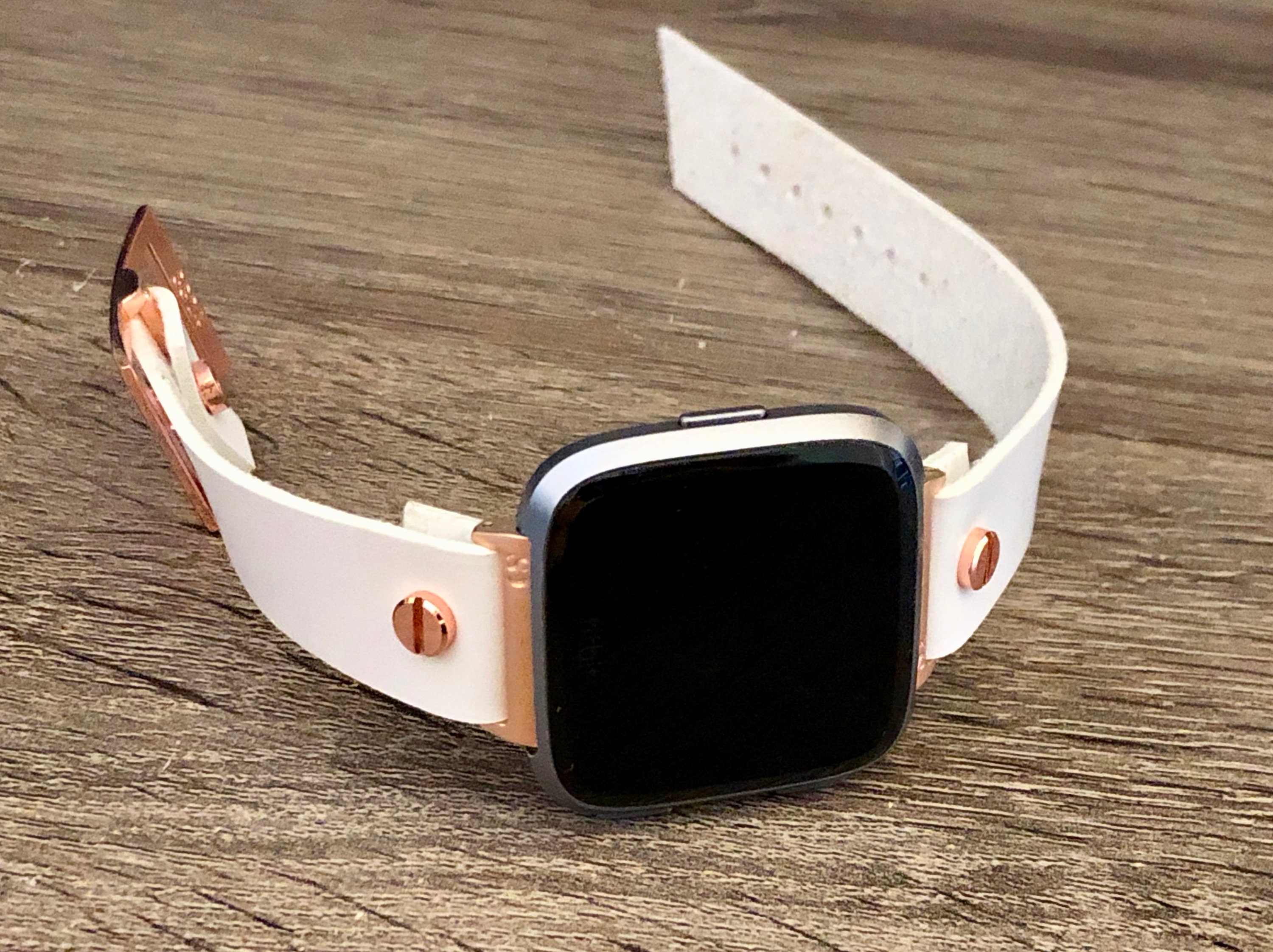 Rose Gold Fitbit Versa 2 Band White Leather Fitbit Versa Lite | Etsy