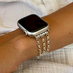 スターリングシルバー製アップルウォッチバンド：女性用ロロチェーン