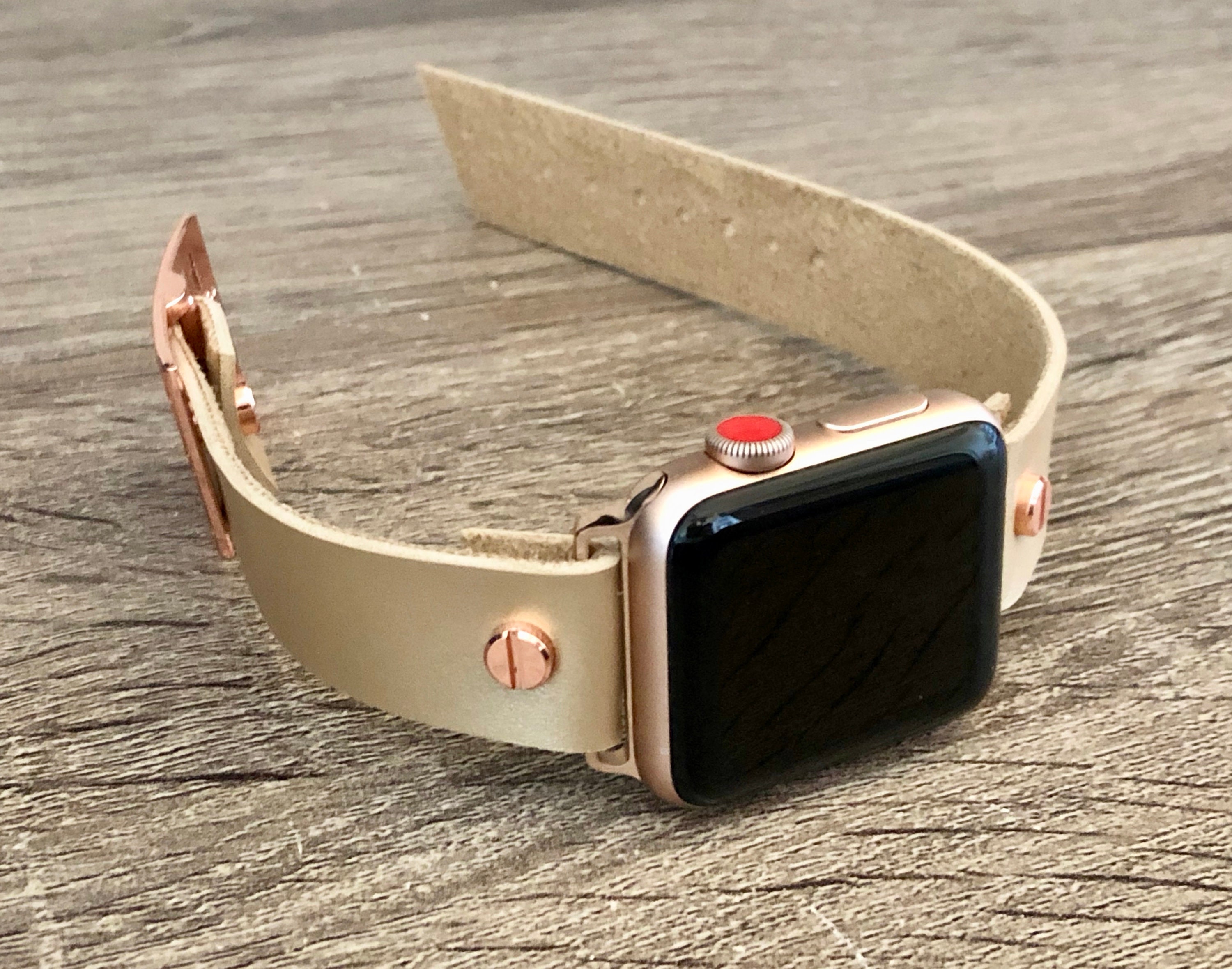 Vegan Leather Apple Watch Band 38mm 40mm 42mm 44mm Eco-Friendly iWatch Bracelet Adjustable Size