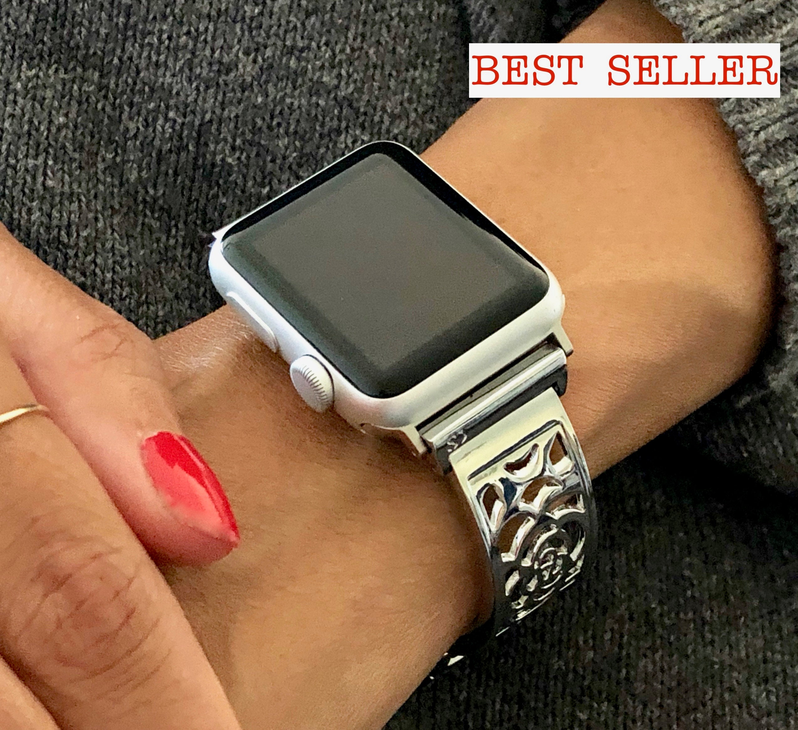 - India Sterling Adjustable Iwatch Women Medallion 40mm Bracelet Watch in Band 38mm Buy Heart 45mm 44mm Apple Etsy Watch Online 42mm Size 41mm Bangle Silver Apple