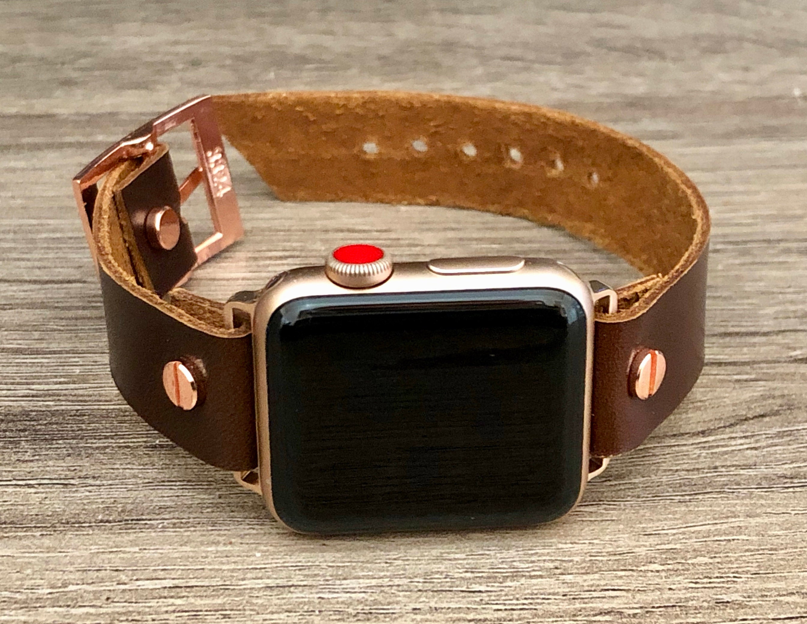 Rose Gold Apple Watch Band 38mm 40mm 42mm 44mm Leather iWatch Etsy