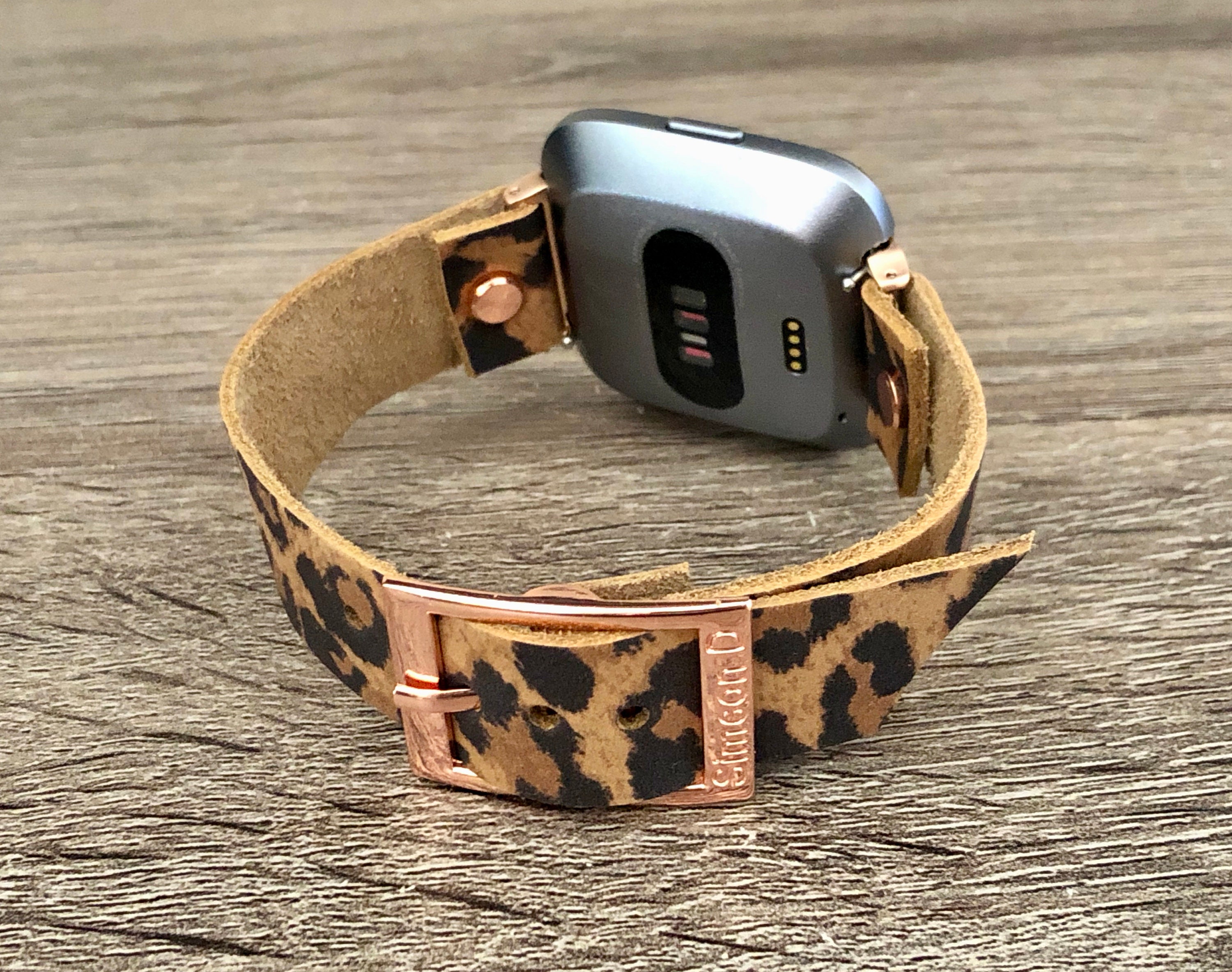 Leopard Print Leather Fitbit Versa 2 Band Rose Gold Fitbit Versa Lite Watch Strap Adjustable