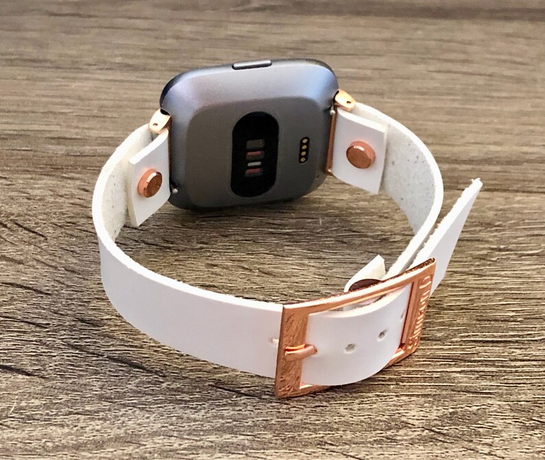 Rose Gold Fitbit Versa 2 Band White Leather Fitbit Versa Lite | Etsy