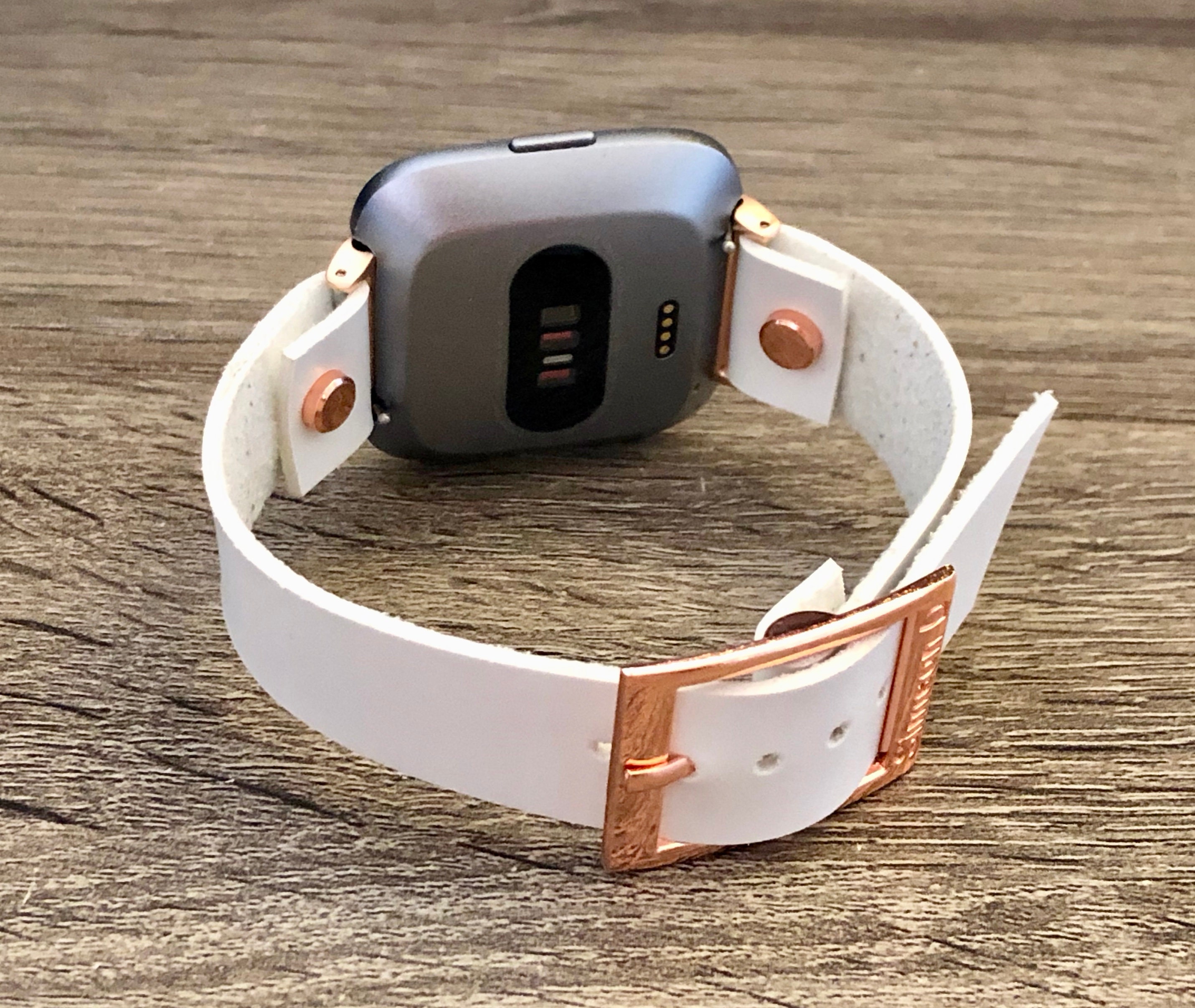 Rose Gold Fitbit Versa 2 Band White Leather Fitbit Versa Lite Etsy
