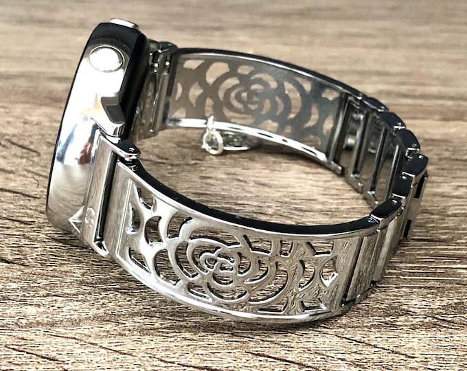 Silver Samsung Galaxy Watch Band Adjustable Bangle, Charm Bracelet