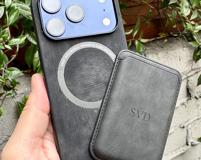 Leather Magnetic Wallet iPhone Case 17 16 Pro 15 Max 14 Plus Air - Personalized