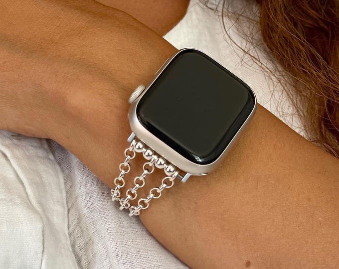 Sterling Silver Chain Apple Watch Band: Women's Jewelry Strap Bracelet