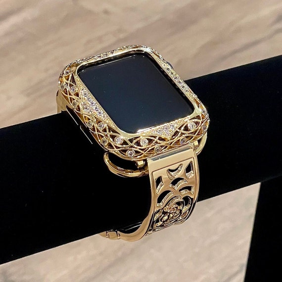 Gold Apple Watch Band Women Apple Watch Case Bumper Apple Watch Band Charm 38mm 40mm 41mm 42mm 44mm 45mm Series 8 7 6 Metal Apple Watch Band Etsy