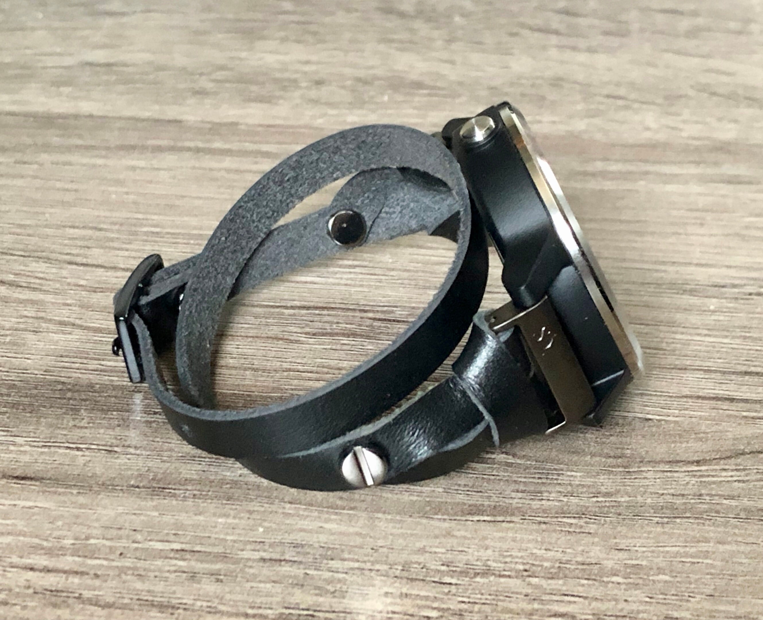 Leather Bracelet for Garmin Vivoactive 3 Watch Band Adjustable Double Wrapped Garmin Watch Strap