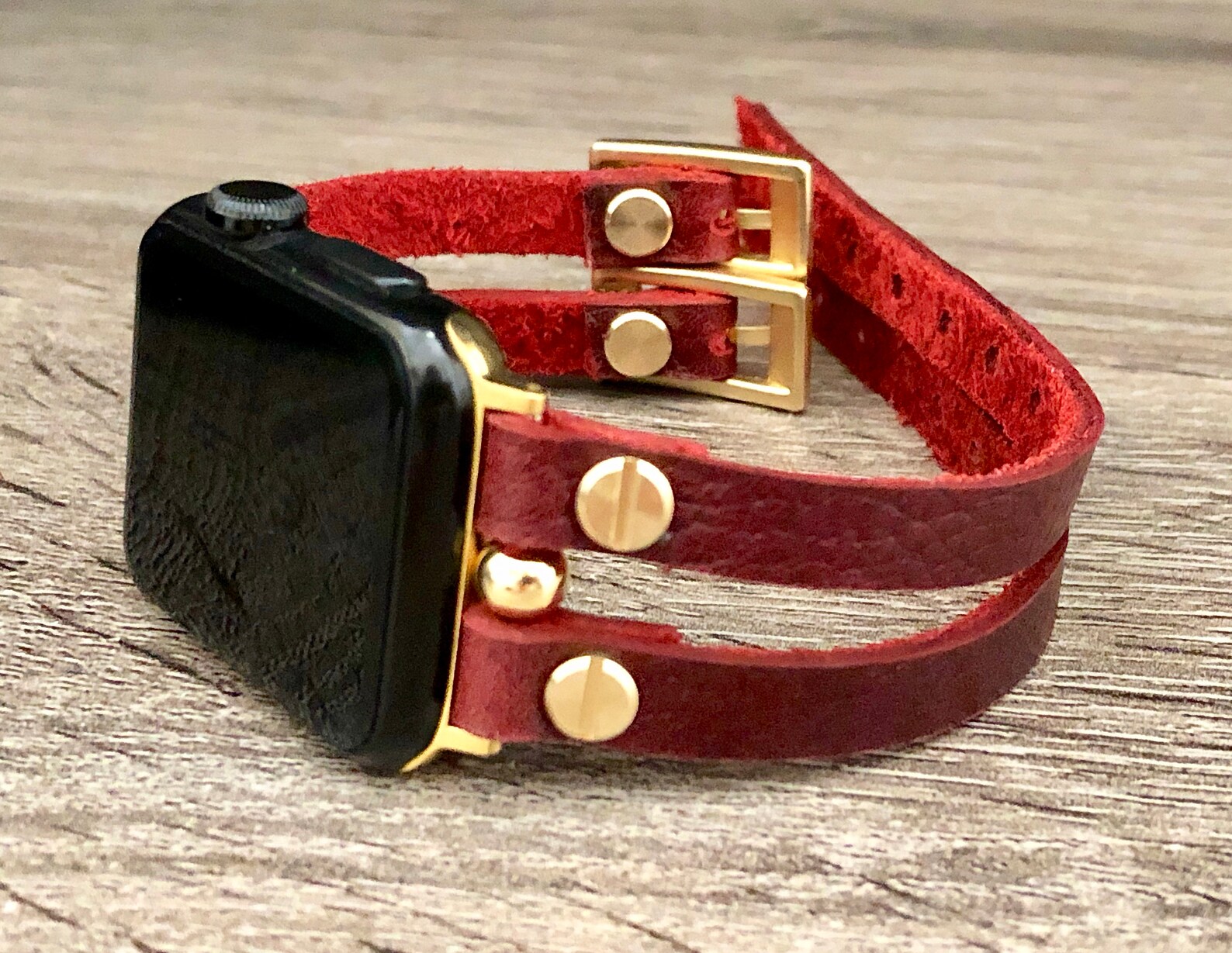 Genuine Leather & Gold Apple Watch Band 38mm 40mm 42mm 44mm Etsy