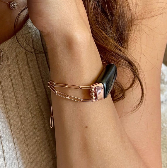 Luxury 14K Gold Filled Paperclip Chain Fitbit Inspire 2 Bracelet, Dainty  Activity Tracker Strap Band, Women Style Fitbit Jewelry Bracelets 