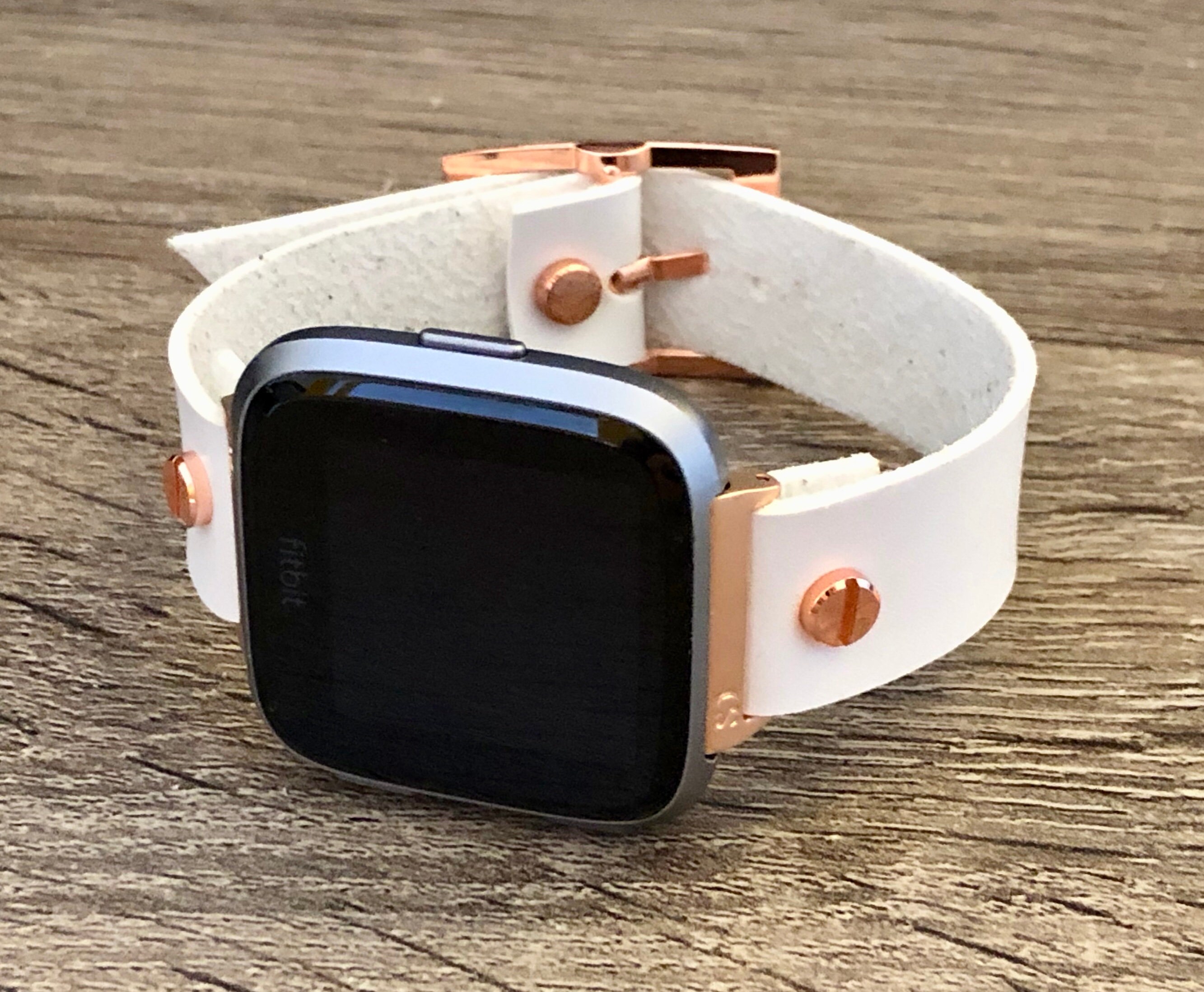 Rose Gold Fitbit Versa 2 Band White Leather Fitbit Versa Lite | Etsy