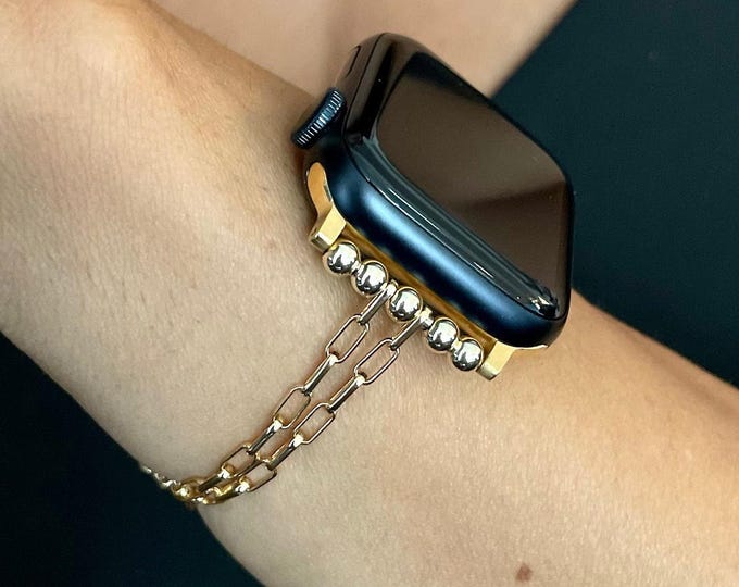 14K Gold Filled Apple Watch Band - Paperclip Chain Apple Watch Strap - Women iWatch Band, Gift For Her, Luxury Daily Wear Jewelry