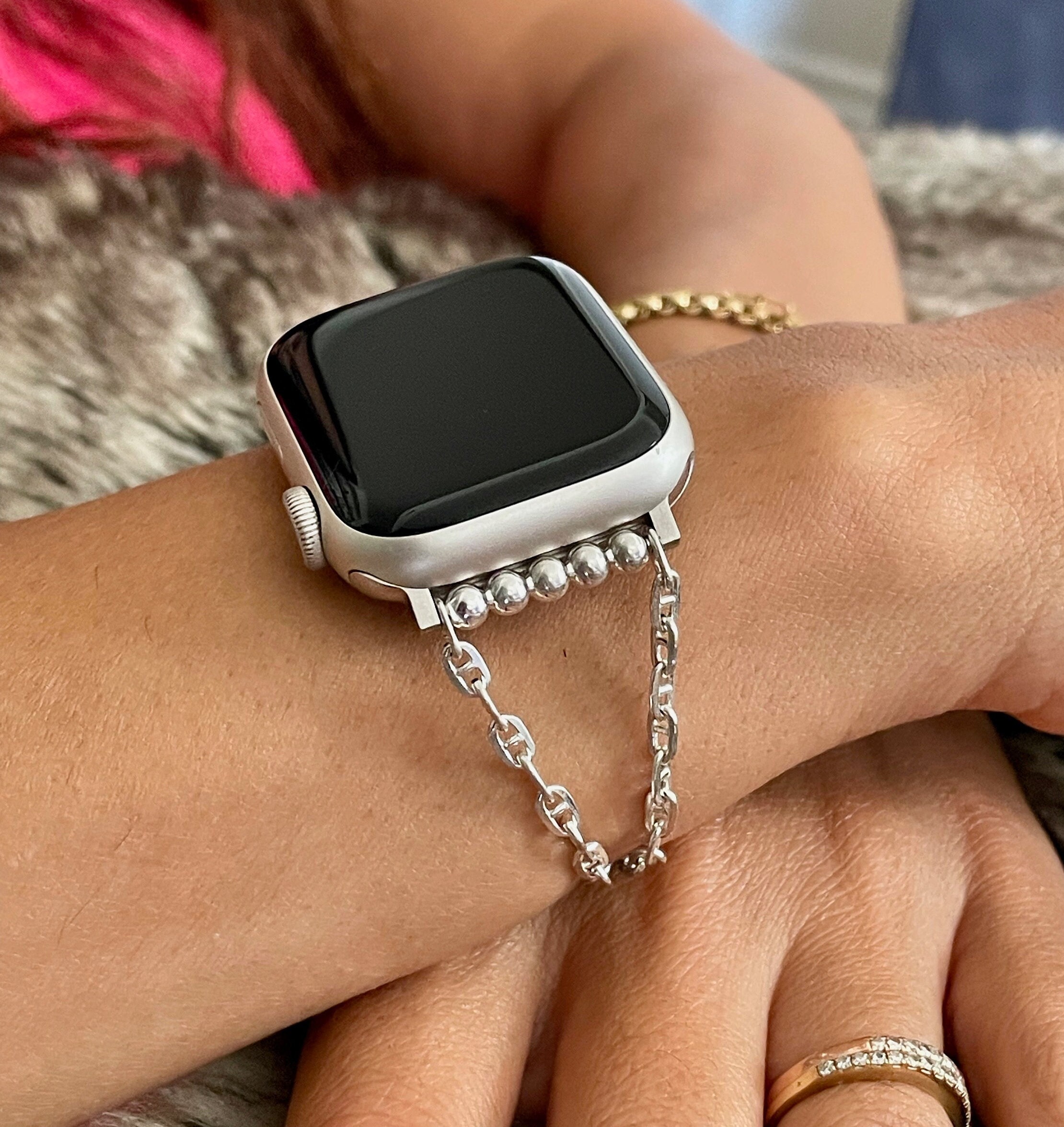 Sterling Silver Apple Watch Chain Band Women Wear Bracelet - Etsy