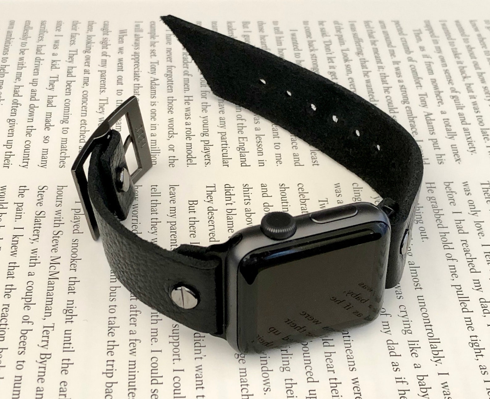 Black Apple Watch Leather Band Adjustable Strap Wristband 38mm Etsy