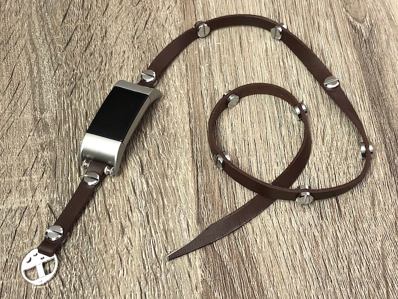 Brown Leather Anklet for Fitbit Charge 2 Activity Tracker Adjustable Handmade Multi Wrap Fitbit Charge 2 Band Anklet Silver Style Jewelry