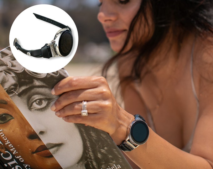 Slim Leather Samsung Galaxy Watch 4 Bracelet 40mm 44mm ∙ Silver Galaxy Watch 4 Classic Band 42mm 46mm ∙ Women Galaxy Watch Wristband Strap