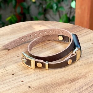 Fitbit Luxe Band: Eco Friendly Leather Brown Double Wrap Bracelet image 2