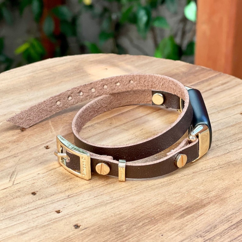 Fitbit Luxe Band: Eco Friendly Leather Brown Double Wrap Bracelet image 2