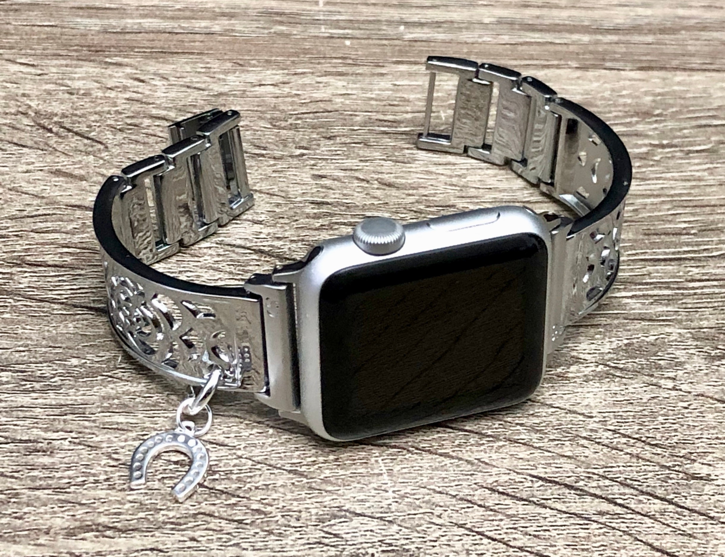 Women Style Apple Watch Bangle 38mm 40mm Band Adjustable Luxury iWatch Band Silver Lucky 