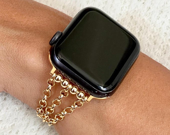 Triple Strand Chain Apple Watch Band for Women, Gold Filled Bracelet