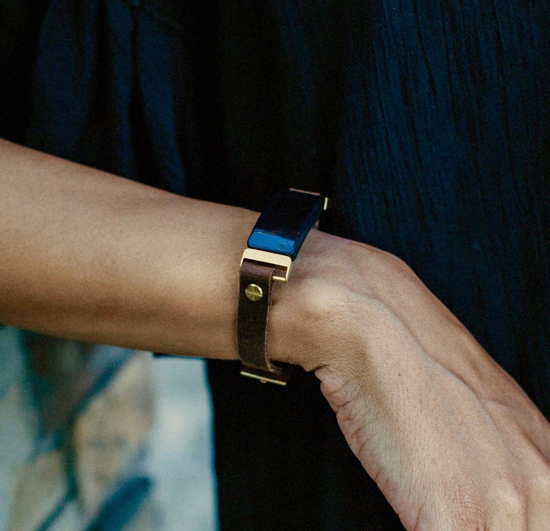 Women Fitbit Inspire 2 Band Gold Leather Fitbit Inspire 2 Bracelet Boho Style Distressed Leather