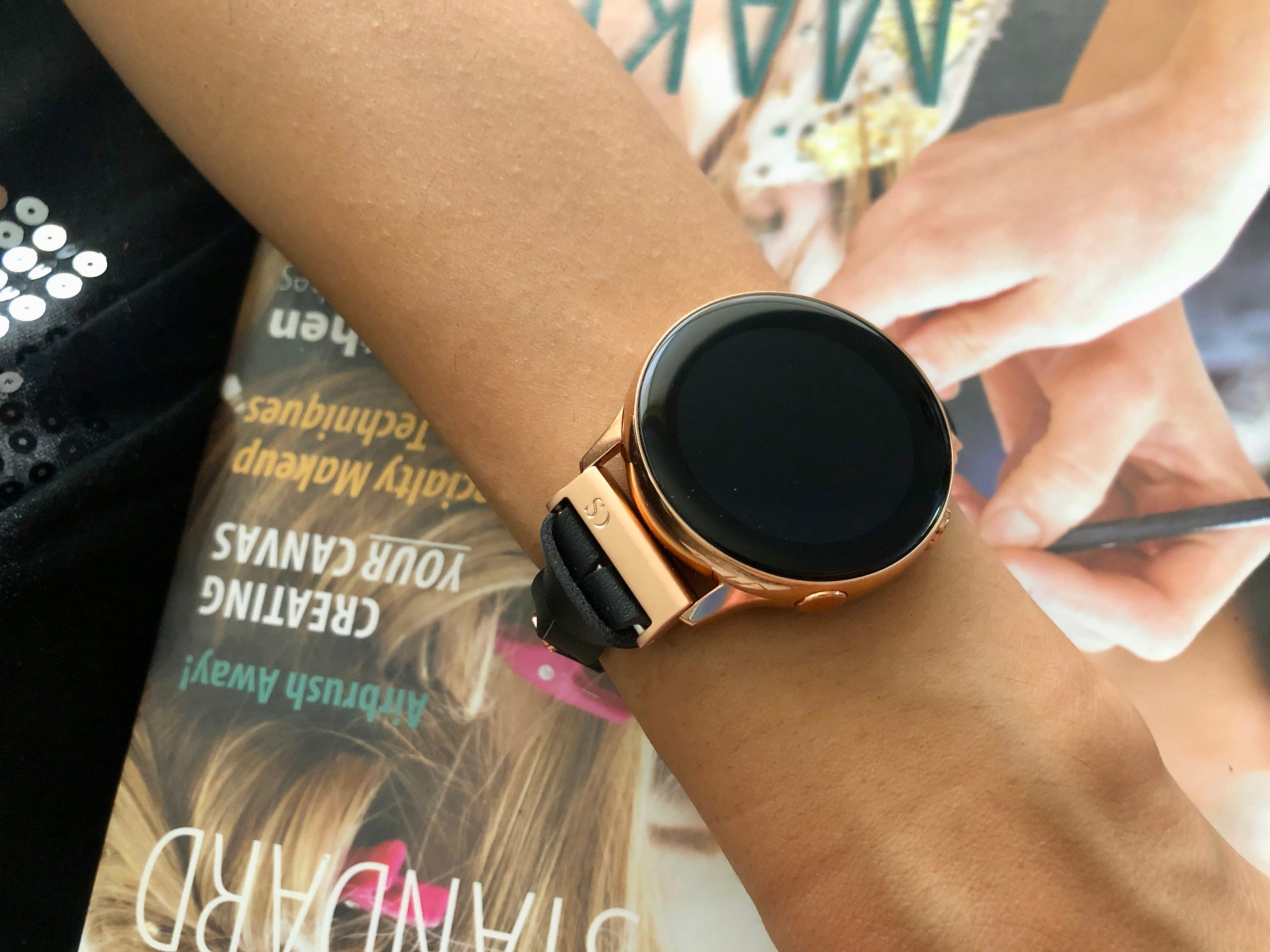 Women Rose Gold Galaxy Watch Active 40mm Strap Band Black - Etsy