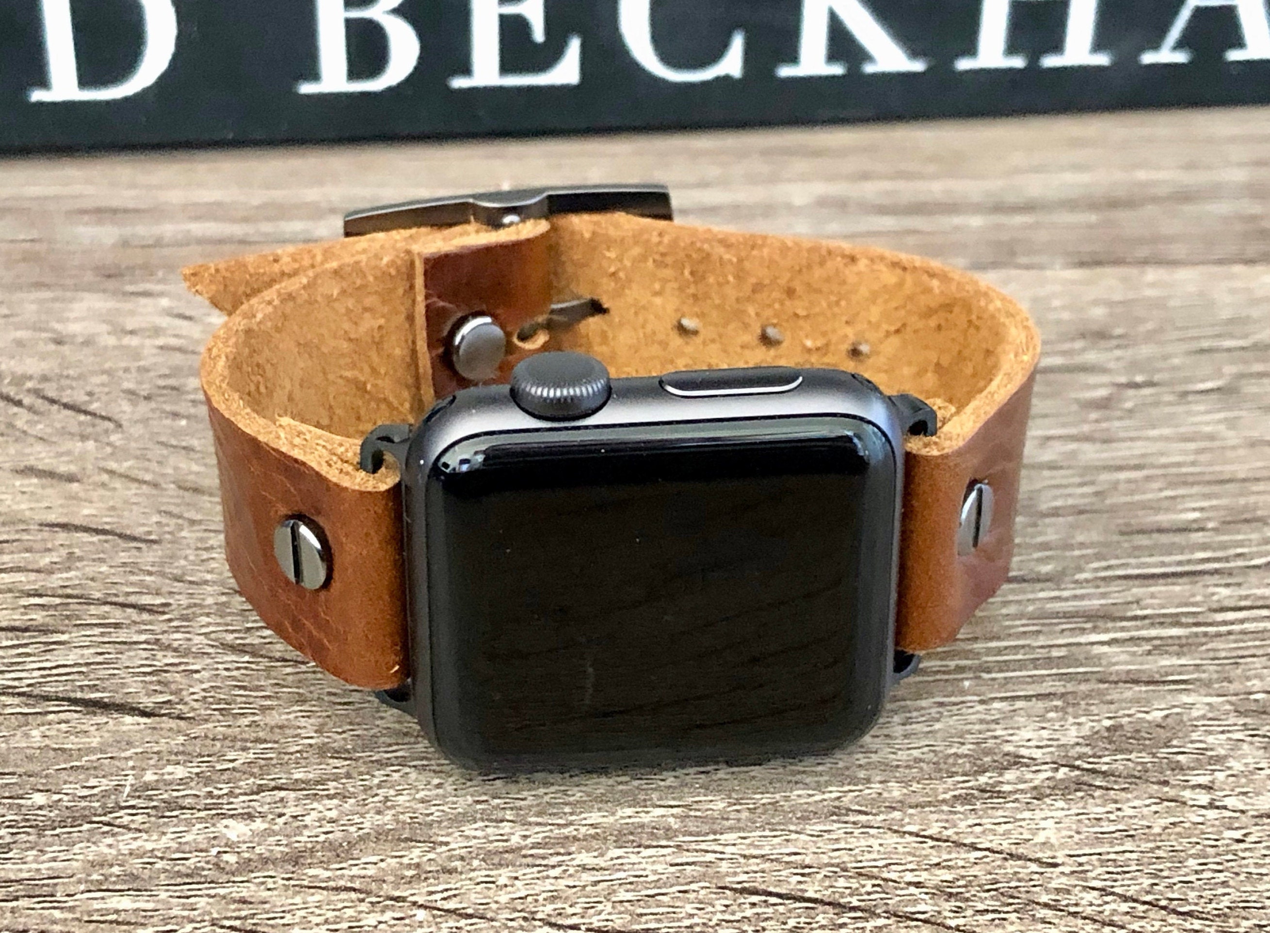 Brown Leather Apple Watch Band Adjustable Strap Wristband 38mm 40mm 42mm 44mm iWatch Bracelet