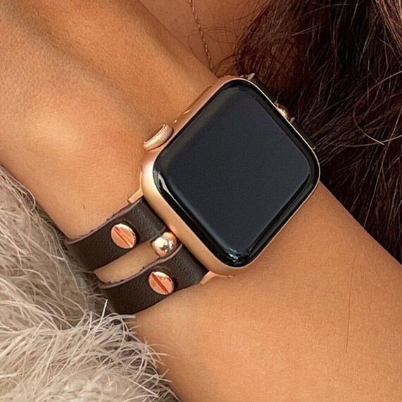Unique Leather Double Straps Band for Apple Watch 9 8 7 6 SE, Apple Watch  Band Women, Apple Watch Strap, Apple Watch Bracelet, Watch Armband 