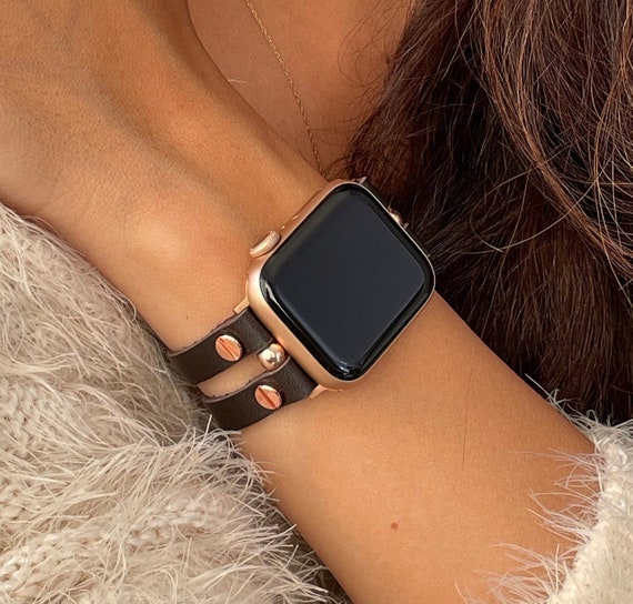 Leather Bands Compatible with Apple Watch Band 38mm~41mm 42mm~49mm,Fallow  Strap Compatible with Apple Watch Apple Watch Series Ultra 8 7 6 5 4 3 2 1  SE Women Men