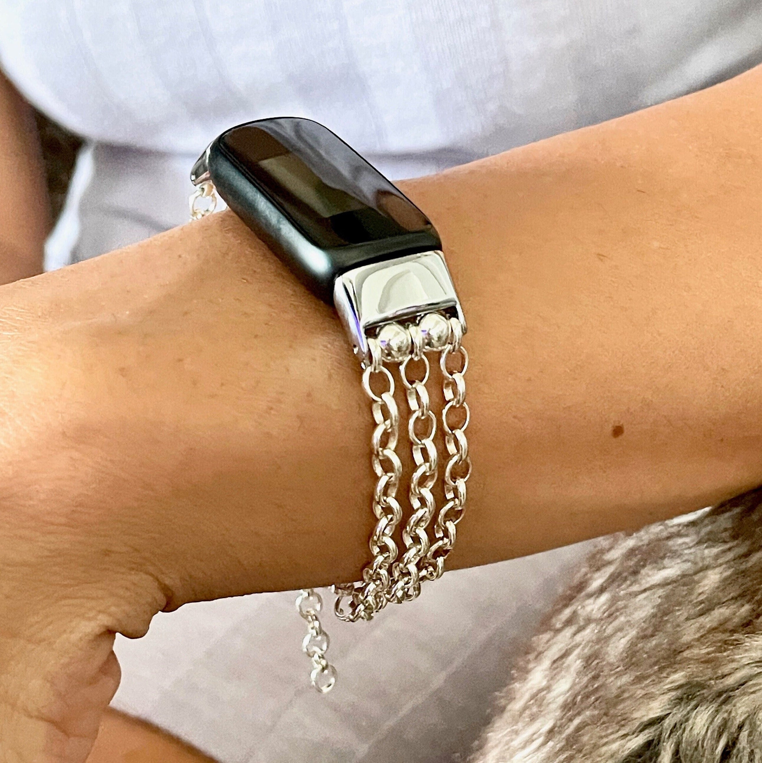 925 Sterling Silver FITBIT LUXE BAND Women Wear Formal Style Bracelet Luxury Chain Strap Dainty Fitbit Luxe Strap Wearable Tech Jewelry Etsy