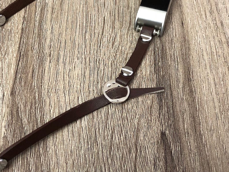 Brown Leather Anklet for Fitbit Charge 2 Activity Tracker Adjustable Handmade Multi Wrap Fitbit Charge 2 Band Anklet Silver Style Jewelry