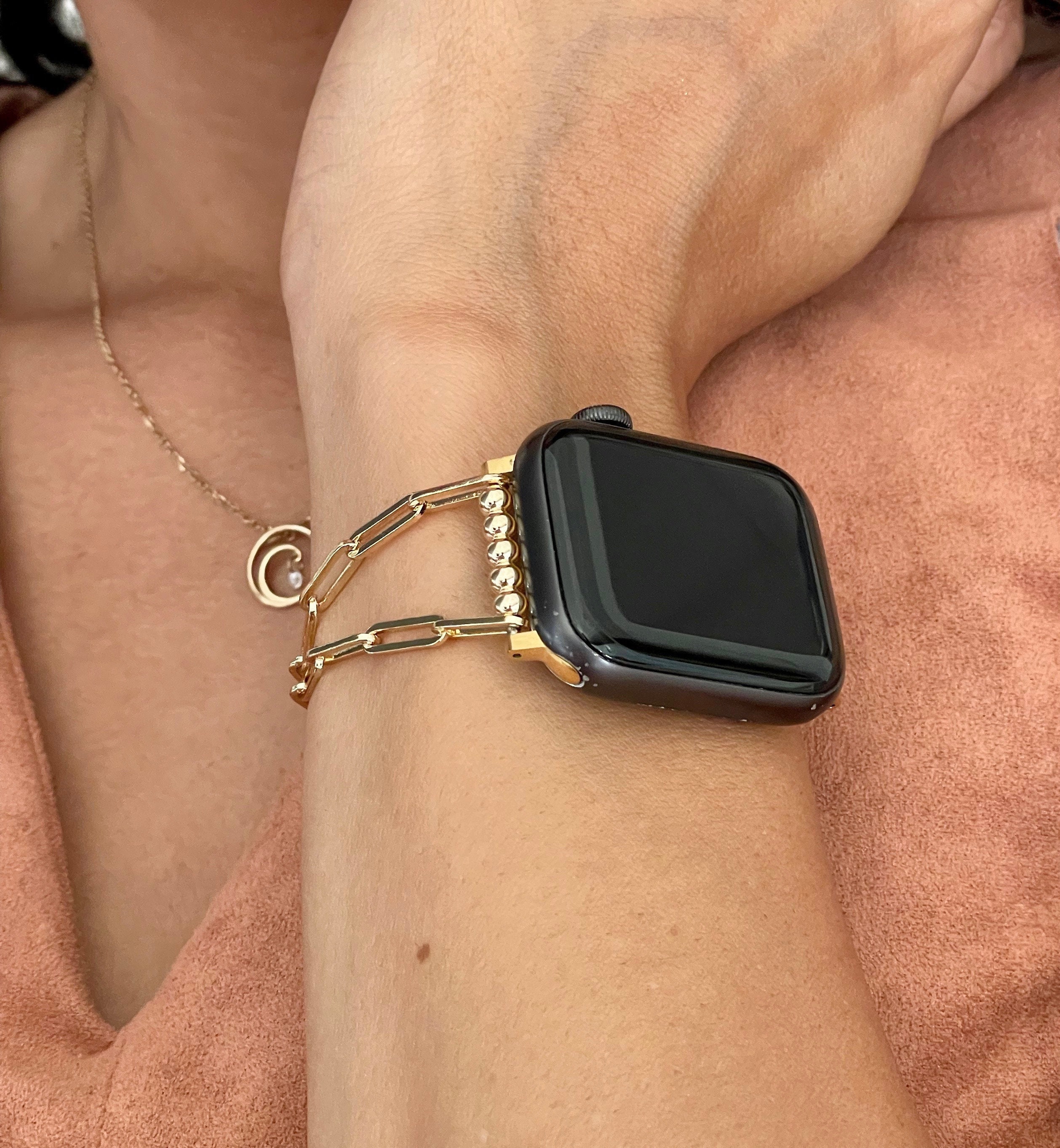 14K Gold Filled Apple Watch Band Paperclip Chain Women Strap 40mm 44mm 45mm Ultra Series 8/7/6 SE Luxury Apple Watch Jewelry