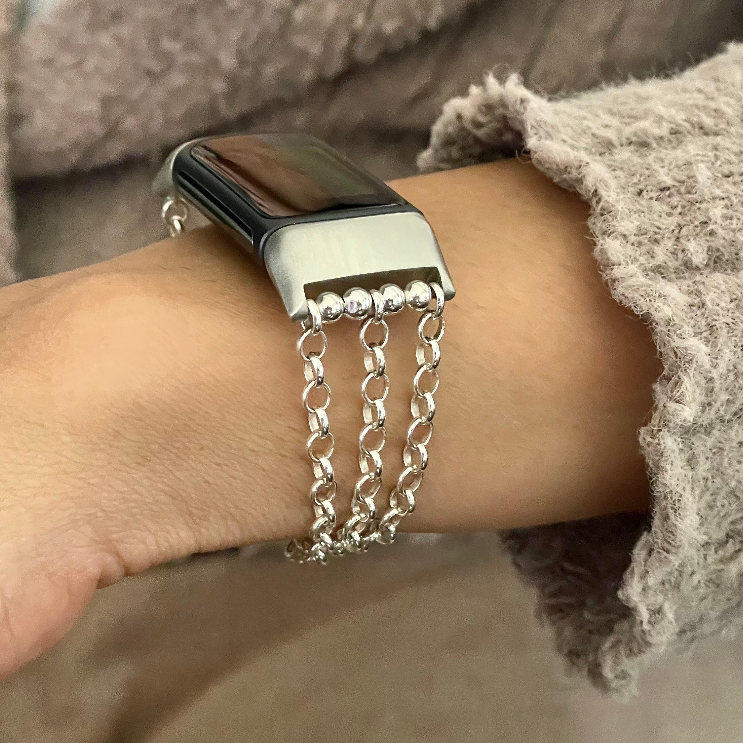 925 Sterling Silver Chain Fitbit Charge 6 Bracelet Luxury Women Charge 5 Jewelry Band Fitbit Charge 6 Strap Fitbit Charge 5 Band Etsy