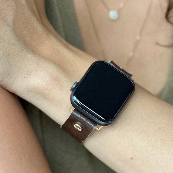 Women Apple Watch Band Eco Friendly Vegan Leather Strap 41mm 40mm 45mm 44mm  Dark Brown Color Smartwatch Bracelet, Faux Leather Bracelets - Etsy