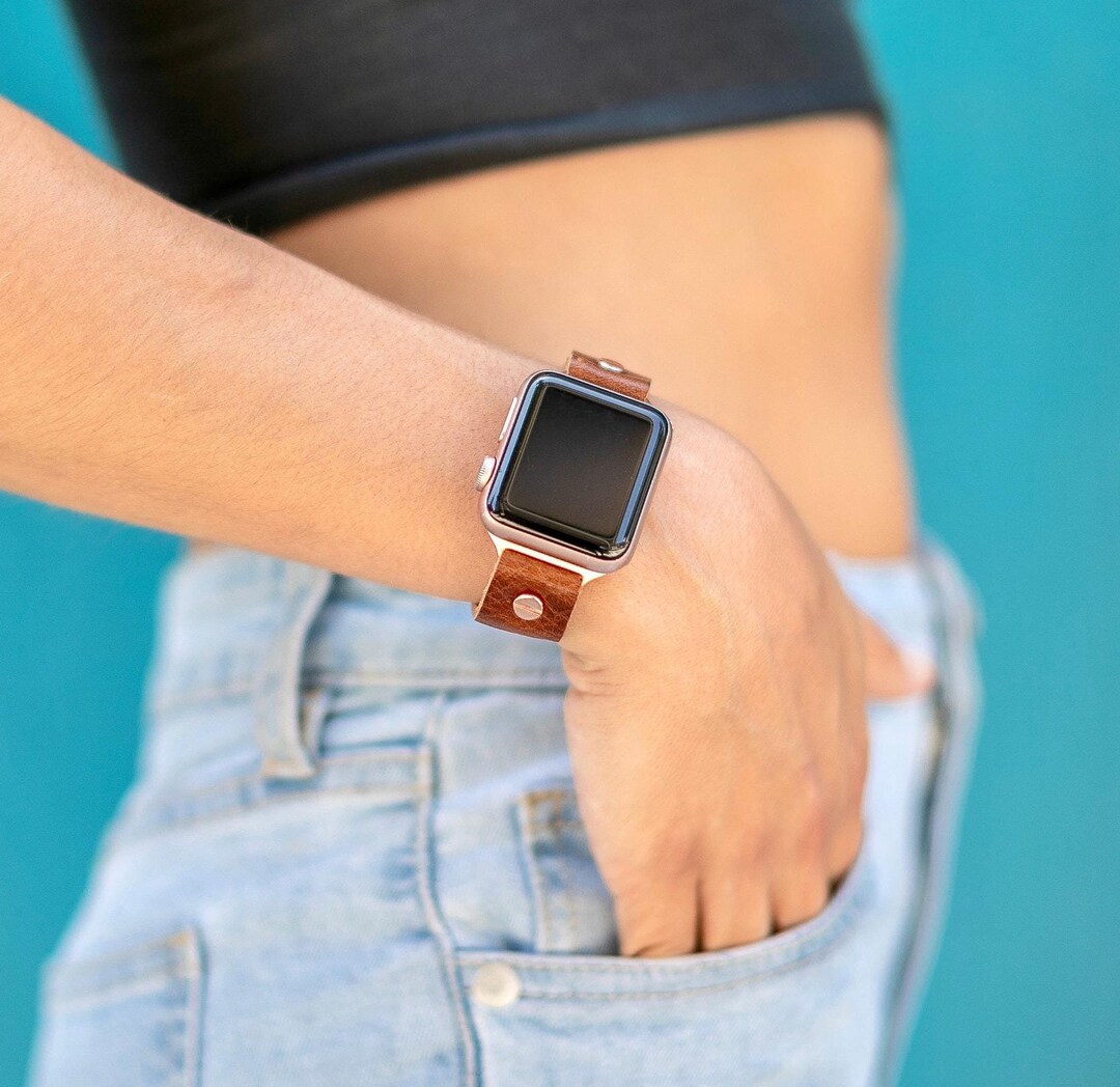 Grain Leather Apple Watch Band Strap Classy Iwatch Bracelet Adjustable Size Watchband Available for All Apple Watch Series Gift for Her Etsy UK