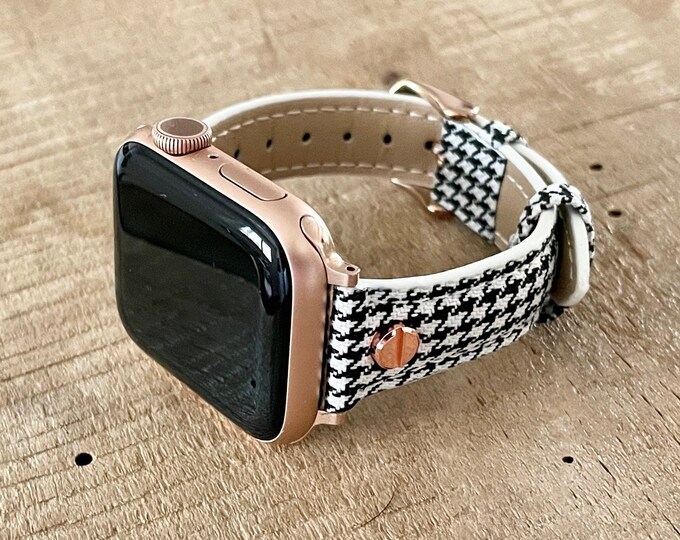 Apple Watch Band 38mm 40mm 41mm 42mm 44mm 45mm 46mm 49mm, Fabric Strap, Women Apple Watch Bracelet with Rose Gold Hardware, Gift for Her