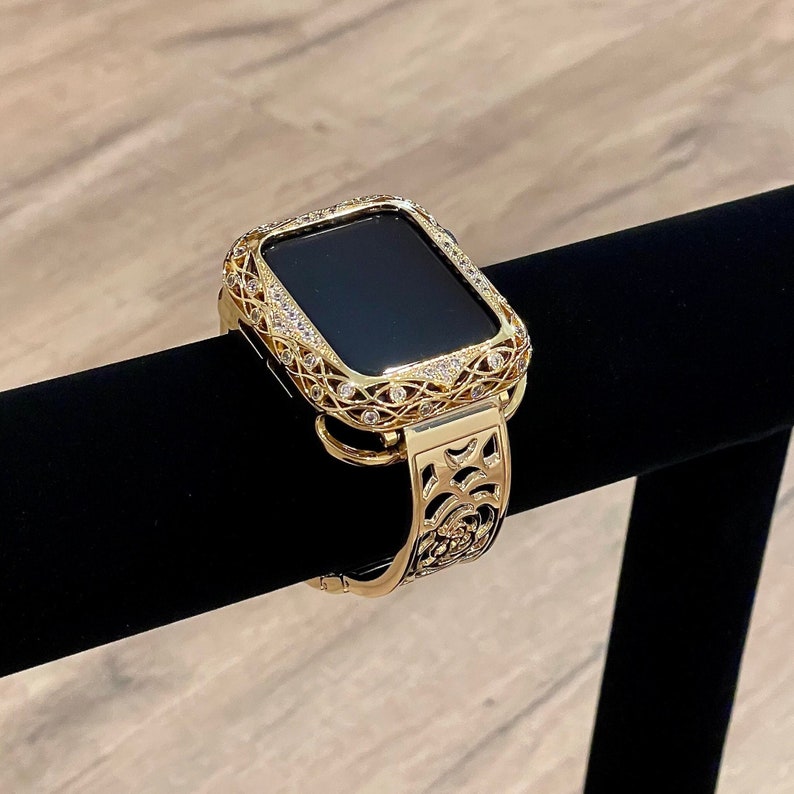 Gold Women Apple Watch Band Pave Crystals Apple Watch Case Etsy