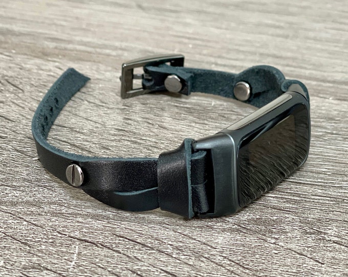 Slim Fitbit Charge 5 Band, Black Leather Fitbit Charge 5 Bracelet, Fitbit Charge 5 Strap, Fitbit Charge 5 Jewelry Strap