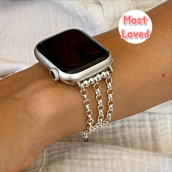 Sterling Silver Apple Watch Band Women Chain Bracelet Jewelry Strap