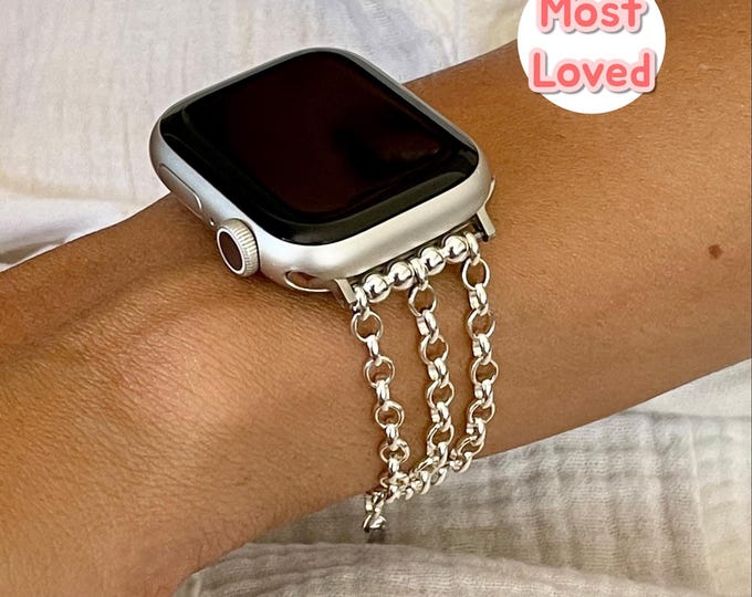 Sterling Silver Apple Watch Band Women Chain Bracelet Jewelry Strap