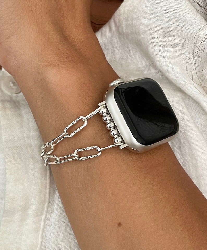 Hammered Sterling Silver Apple Watch Chain Band Formal Wear Etsy