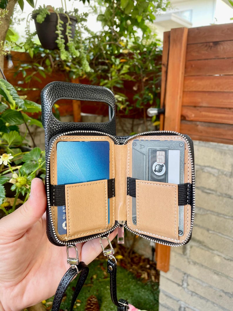 Personalized Leather Pixel Phone Case: Crossbody Zipper Wallet, 10, 9, 8, 7, Pro, Pro XL image 7