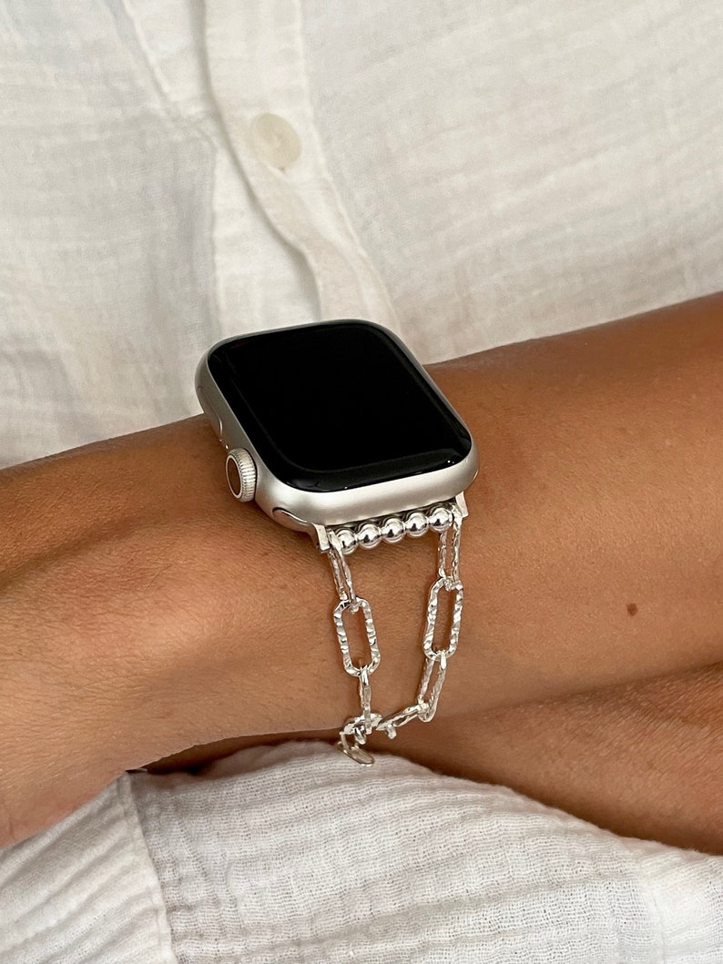 Hammered Sterling Silver Apple Watch Chain Band Formal Wear Etsy
